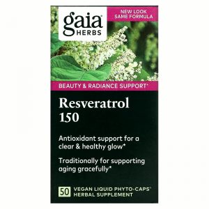 Gaia Herbs, Ресвератрол 150, 50 веганские фито-капсулы с жидкостью