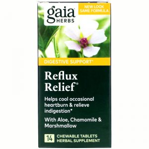 Gaia Herbs, Средство против рефлюкса, 14 жевательных таблеток