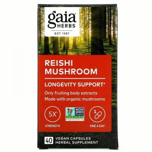 Gaia Herbs, Гриб рейши, 40 веганских капсул