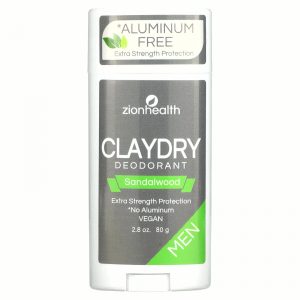 Zion Health, Мужской дезодорант ClayDry, сандал, 80 г (2,8 унции)