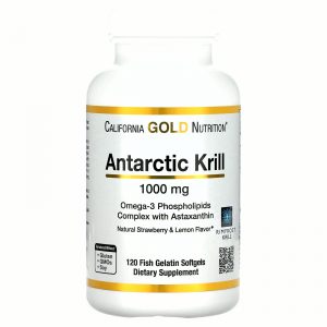 California Gold Nutrition, Масло антарктического криля, комплекс омега-3 фосфолипидов с астаксантином, натуральный клубнично-лимонный вкус, 1000 мг, 120 мягких таблеток