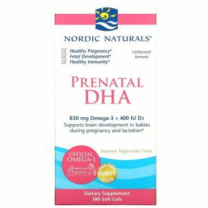 Nordic Naturals, Prenatal DHA, пренатальная ДГК, без добавок, 180 капсул